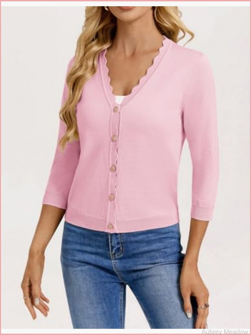 3/4 Sleeve V-Neck Button Down Cardigan Sweater Open Front Shrugs Lightweight - Picture 3 of 6